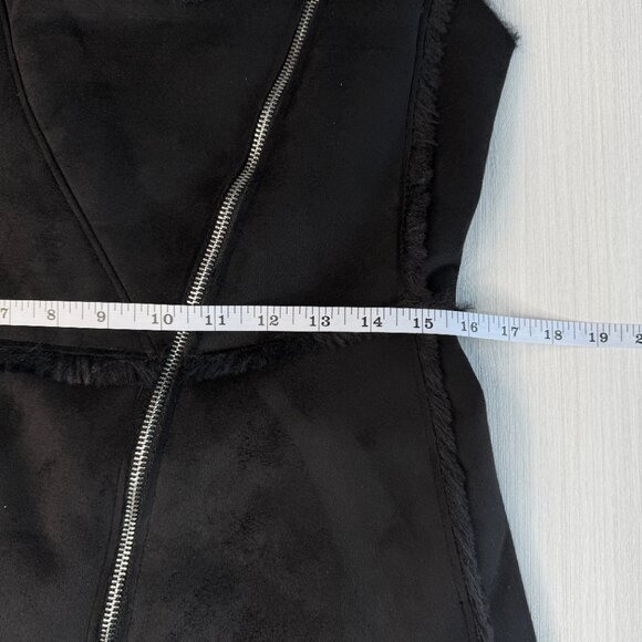 WHITE HOUSE BLACK MARKET Faux Suede Vest Black XS Asymmetric Pockets Streetwear - Picture 8 of 14